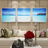 海边沙滩风景现代简约客厅装饰画沙发背景墙三联画卧室餐厅挂画