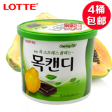 韩国原装进口零食 乐天/lotte木瓜薄荷原味润喉糖148g桶装薄荷糖