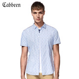 卡宾夏季短袖休闲衬衫 男士修身绣花纯棉时尚衬衣B/3152111048
