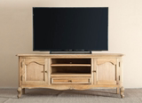 法式复古做旧橡木实木雕花电视柜美式乡村客厅卧室1.5米视听柜