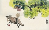 马海方人物画纳凉老北京宣纸印刷艺术微喷打印国画画心 复制字画