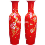 景翰景德镇陶瓷器 中国红花开富贵 落地大花瓶 现代家饰客厅摆件