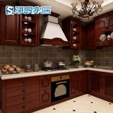 上海骐晟欧式金丝赤杨多层实木柜体整体橱柜定做厨柜灶台柜定制