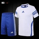 正品阿迪达斯足球服 成人儿童短袖套装 比赛训练服 定制球衣 白色