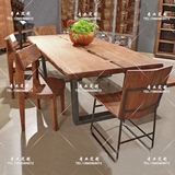 北欧宜家实木餐桌 不规则铁艺餐桌 办公桌 lofe会议桌 长方形饭桌