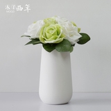 【木子西年】简约工艺品摆件婚庆创意波浪口横条纹素烧陶瓷花瓶