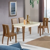 胡桃木实木餐桌北欧现代餐厅家具白色烤漆餐桌餐椅餐边柜组合套装