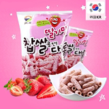 韩国进口美食 九日草莓味年糕条 炒糕饼干110g 休闲膨化零食