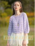 乐町2016年春款特价剪标镂空毛衣圆领蝙蝠衫针织衫罩衫粉蓝紫色