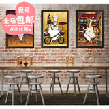 咖啡厅装饰画复古西餐厅抽象厨师挂画蛋糕店披萨店欧美酒吧壁画