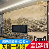 3d墙纸 无缝中式大型壁画浮雕山水画电视客厅背景墙玉雕风水壁纸