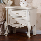 欧美风法式双人床边柜白色雕花描金单层双层抽屉床头柜可定制特价