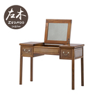 左木家具中式实木梳妆台镜子组合水曲柳简易卧室化妆桌储物原木色