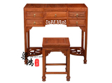 中式古典花梨实木红木家具翻盖梳妆台简约化妆学习储物桌椅组合桌