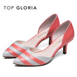 topgloria/汤普葛罗2016夏季新款甜美女鞋 牛皮细高跟凉鞋100980G