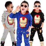 男童装小男孩秋季套装2儿童4岁3-7岁卡通钢铁侠春秋装衣服两件套