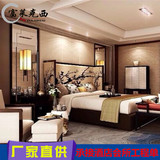 新中式实木双人床单人床 酒店样板房定制床 现代简约布艺床卧室床