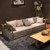 北欧家具设计师实木布艺沙发小户型三人客厅组合日式可拆洗布沙发