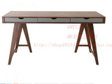 美式乡村实木书桌办公桌 原木电脑桌 设计师书桌 创意纯木玄关桌