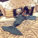 蔡依林同款美人鱼尾巴沙发毯绒毯手工编织毛线针织毛毯被空调毯子