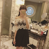 套装裙 韩国时尚性感收腰显瘦A型蓬蓬吊带短裙蕾丝两件套连衣裙潮