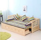 包邮实木沙发床两用推拉单人小户型多功能沙发床1.5宜家1.2米组装