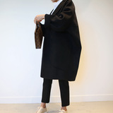 2015冬季新款女装韩版时尚中长款宽松大口袋女式加厚羊毛呢外套潮