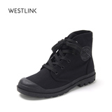 Westlink/西遇2016春季新款 韩版高帮厚底帆布鞋学生平底休闲女鞋