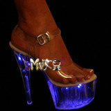 灰姑娘水晶鞋 15厘米超高跟鞋 细跟防水台性感夜店钢管舞演出凉鞋
