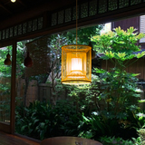 新中式禅意吊灯茶室创意竹灯书房灯饰阳台灯餐厅田园实木日式灯具