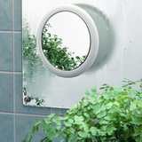 日本进口lec浴室镜子 真空吸盘壁式悬挂 银镜 简约白色圆形化妆镜