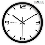 Timode优时挂钟 简约时尚数字静音石英钟 白色经典传统金属钟表