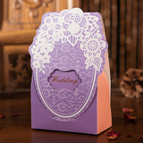 批发紫色蓝色红色结婚喜糖盒子创意婚礼喜糖包装婚庆糖盒喜糖袋子