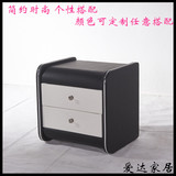 包邮现代简约储物实木皮质个性黑白色免安装小户型方形床头柜