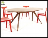 林逸美北欧简约胡桃木色实木椭圆形餐桌定制实木餐桌定做餐桌书桌