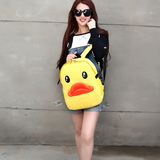 2016新款韩版个性大黄鸭动物包 鸭嘴帆布背包双肩包卡通书包 女包
