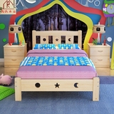 儿童床加宽小孩床单人松木床儿童床带护栏男孩女孩1米实木床小床