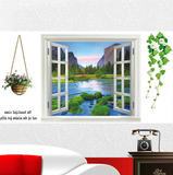 墙贴假窗 林荫小道 桂林山水 窗户 沙发客厅装饰背景墙