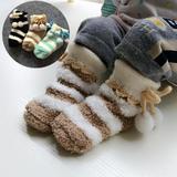 外贸原单秋冬季宝宝可爱珊瑚绒袜毛巾中筒加厚保暖婴儿童地板袜子