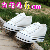 夏季白色帆布鞋女鞋厚底韩版潮学生板鞋内增高6cm休闲鞋女布鞋子