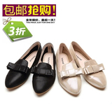 热风女鞋正品代购2015夏季新款尖头平跟平底蝴蝶结女单鞋61H5195