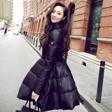 香港代购韩国女装冬装新款韩版修身中长款大码加厚A字羽绒服女