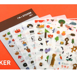 韩国I'M 卡通动物游园会透明不干胶贴纸贴画套装小孩幼儿园装饰贴