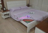 美式全纯实木床 地中海白色开放漆家具 白橡木1.8米双人床DY81