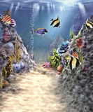 3D卡通 海底世界大型壁画 壁纸墙布 电视背景墙儿童房海洋鱼墙纸