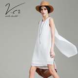 V.C2016夏装新款女装欧美夏无袖连衣裙修身背心裙一步裙春夏短裙