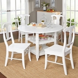2016新款美式可折叠实木餐桌椅组合欧式复古圆形白色田园边桌茶桌