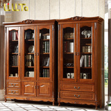 Lilita新款欧美式实木组合书柜书架储物雕花办公家具柜高档简约类