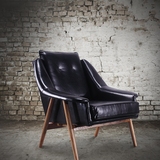 休闲北欧风格沙发椅单人现代创意皮艺阳台夏季复古沙发椅实木包邮