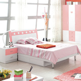 家用儿童套房家具4件套装成套组合粉色公主房 女孩卧室家具单人床